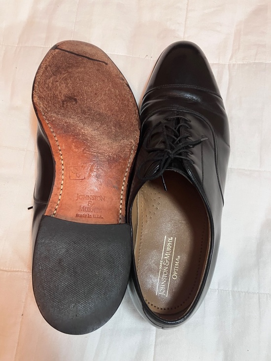 Johnson and Murphy Optima Made in the USA Men\'s Black 11 1/2 Cap Toe Shoes